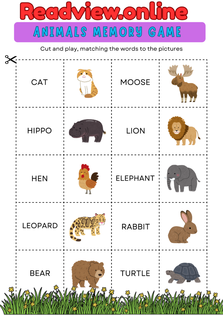 Animals memory games